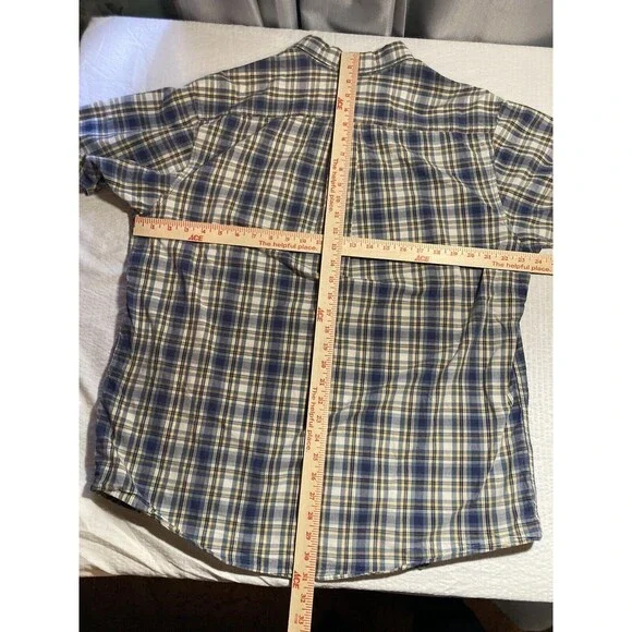 Carhartt Men Blue White Plaid 100% Cotton Short Sleeves Button Down Shirt Large - Picture 3 of 7